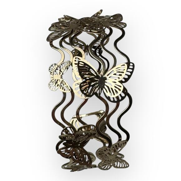 Vintage Y2K Gold 3D Butterfly Arm Cuff Bracelet Adjustable Upper Arm Jewelry - Picture 4 of 6